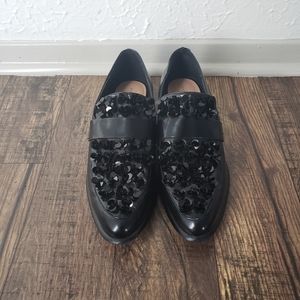 Zara Black Sequin Loafers